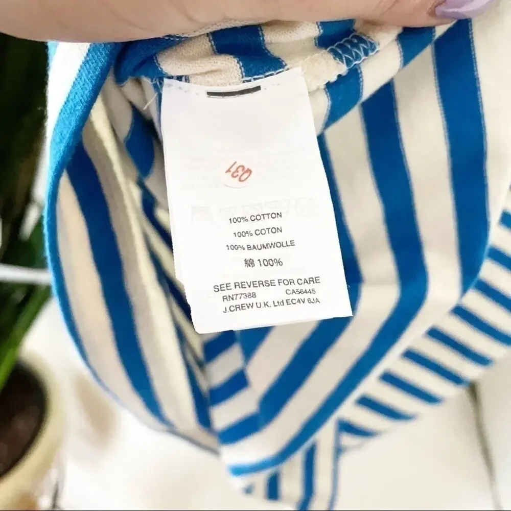 J.Crew Blue White Ruffle Sleeve Stripe blouse XS